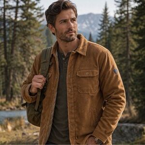 Kyodan Rust Brown Wide Wale Corduroy Quilted Lined Jacket Men’s Size L NWT